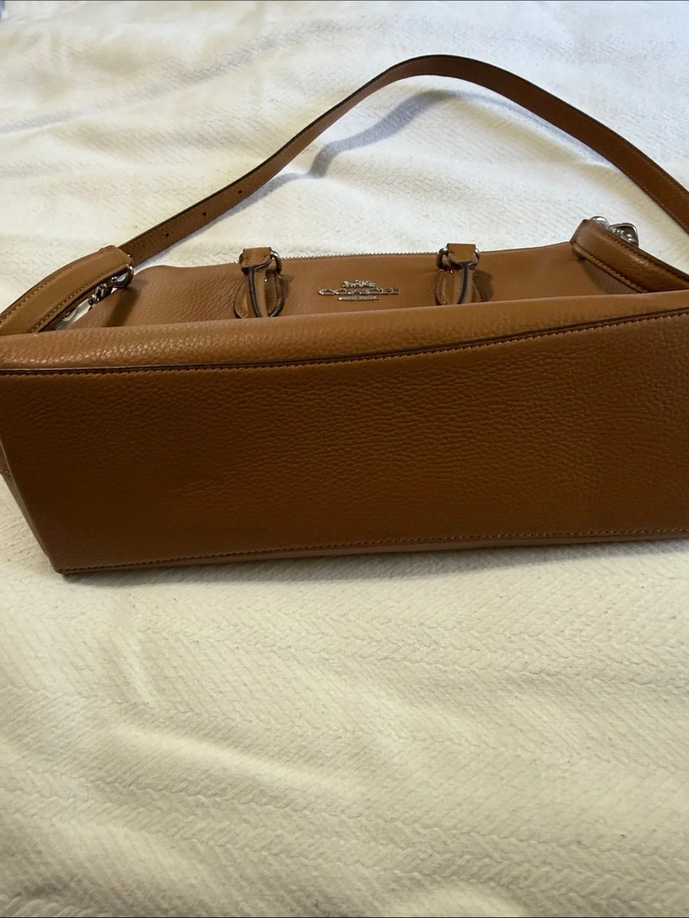 Coach Pebbled Leather Satchel in Saddle Brown